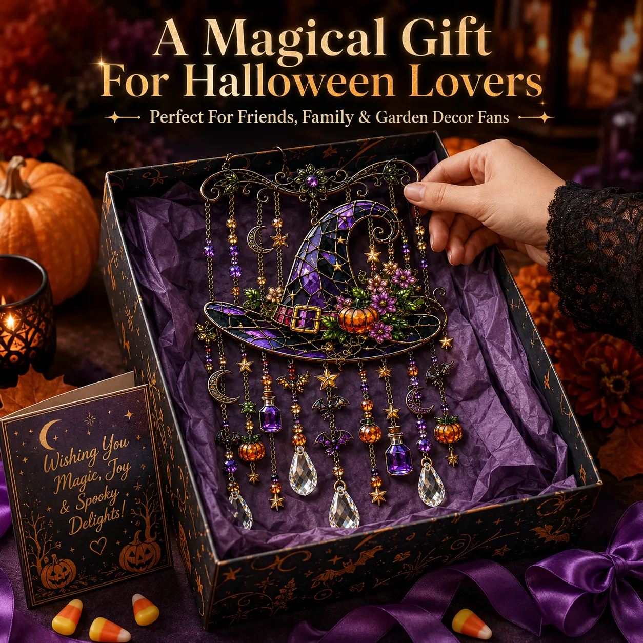 🎃💎Halloween Crystal Wind Chime – Colorful Acrylic Hanging Decoration