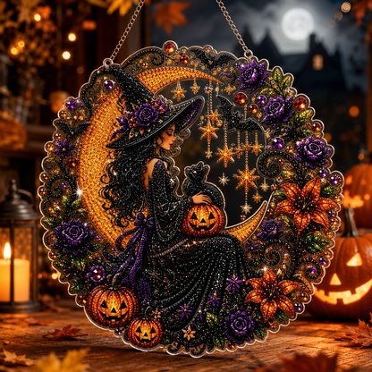 🎃Halloween Black Cat and Moon Diamond Painting Wall Hanging Set
