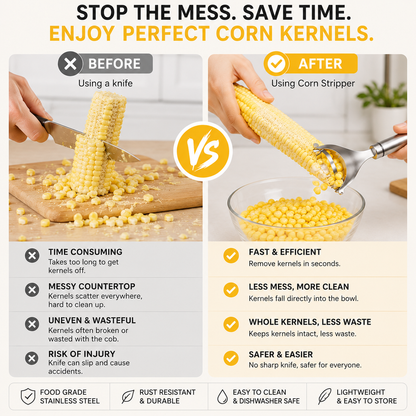 🌽 Stainless Steel Corn Stripper – Fast & Mess-Free Corn Kernel Remover