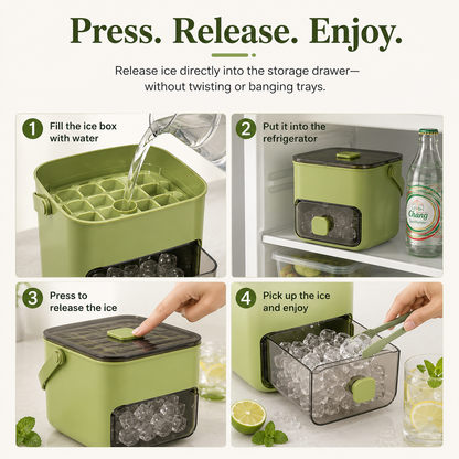 48-Cube One-Press Ice Tray & Storage System