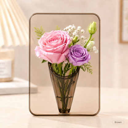 Acrylic Photo Frame Vase for Fresh Flowers – Water-Holding Tabletop Flower Vase
