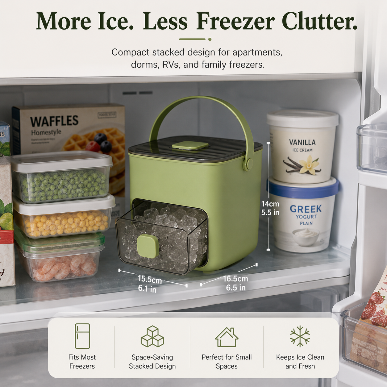 48-Cube One-Press Ice Tray & Storage System