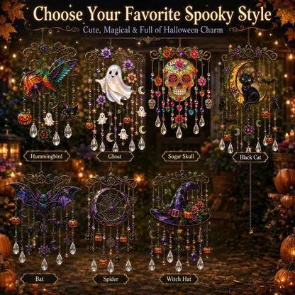 🎃💎Halloween Crystal Wind Chime – Colorful Acrylic Hanging Decoration