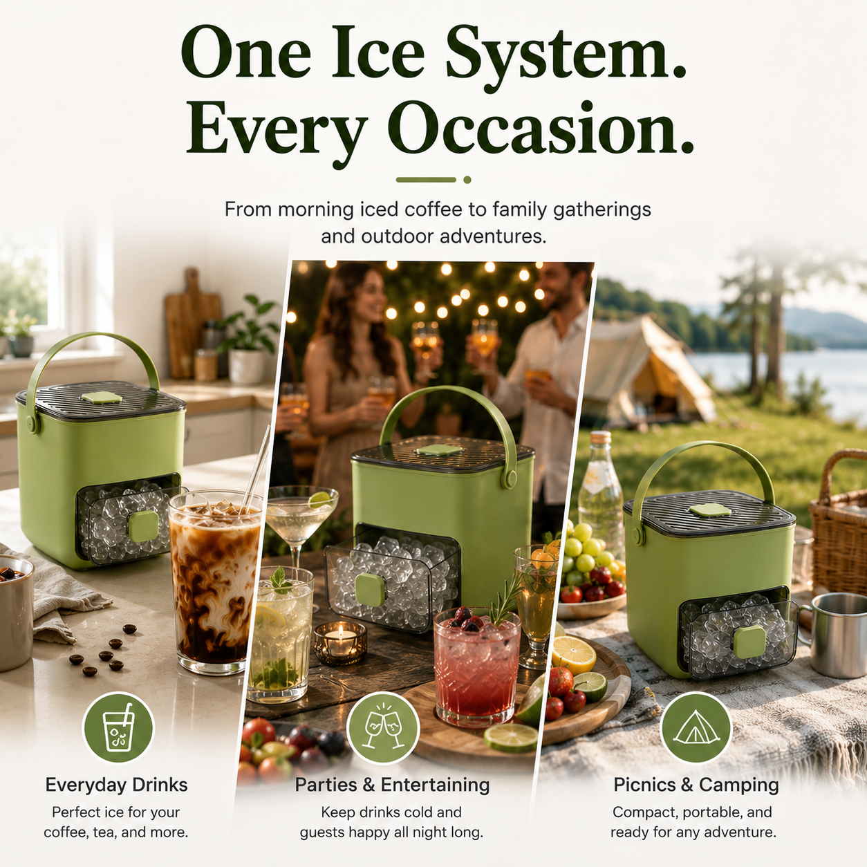 48-Cube One-Press Ice Tray & Storage System